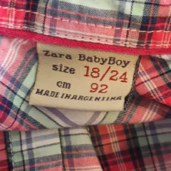 CAMISA - ZARA - TALLE 18 A 24 MESES - A CUADROS ROJO Y BLANCO ML en internet