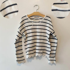 SWEATER - PIOPPA - TALLE 4 AÑOS - A RAYAS BLANCO Y AZUL - tienda online