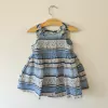 VESTIDO - H&M - TALLE 9 A 12 MESES - CELESTE Y BLANCO CON DIBUJOS