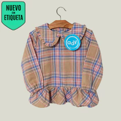 BLUSA - ADVANCED - TALLE 12 MESES - A CUADROS MARRÓN