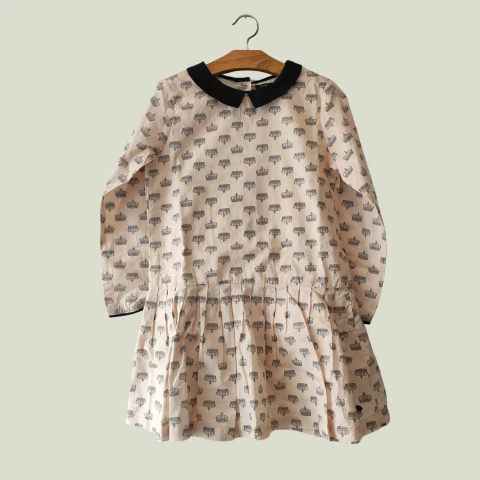 VESTIDO - LITTLE AKIABARA - TALLE 6 AÑOS - ROSA MOTIVO CORONAS - comprar online