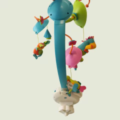 SONAJERO MÓVIL GIRATORIO MUSICAL - TINY LOVE - ALTO CMS 64 - CELESTE CON MUÑECOS DE ANIMALES - PilchaGo