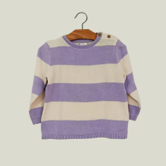 SWEATER - H&M - TALLE 12 MESES - A RAYAS CREMA Y LILA
