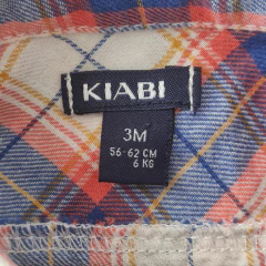 CAMISA - KIABI - TALLE 3 MESES - A CUADROS AZUL Y SALMÓN - PilchaGo