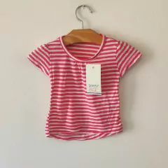 REMERA - SIMPLY BASIC - TALLE 6 MESES - A RAYAS ROSA Y BLANCO