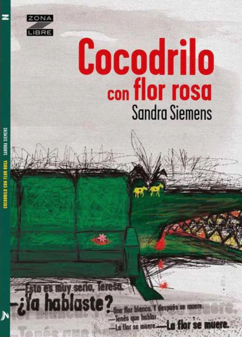 COCODRILO CON FLOR ROSA