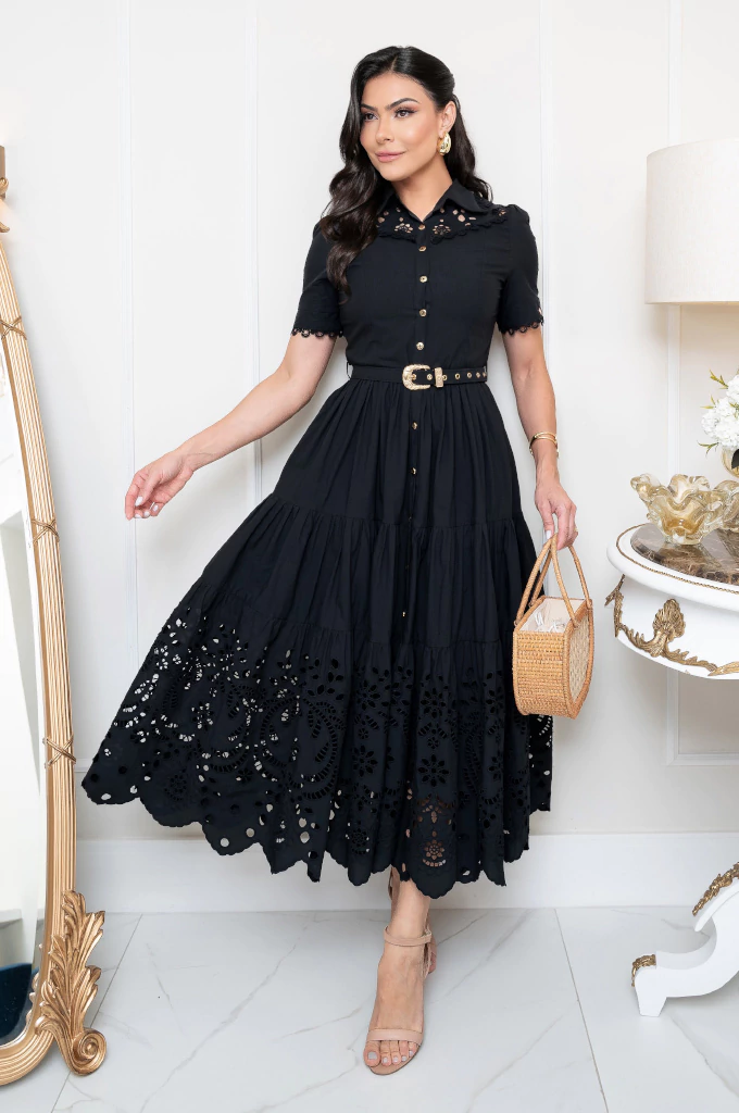 Vestido Midi Cristal Preto