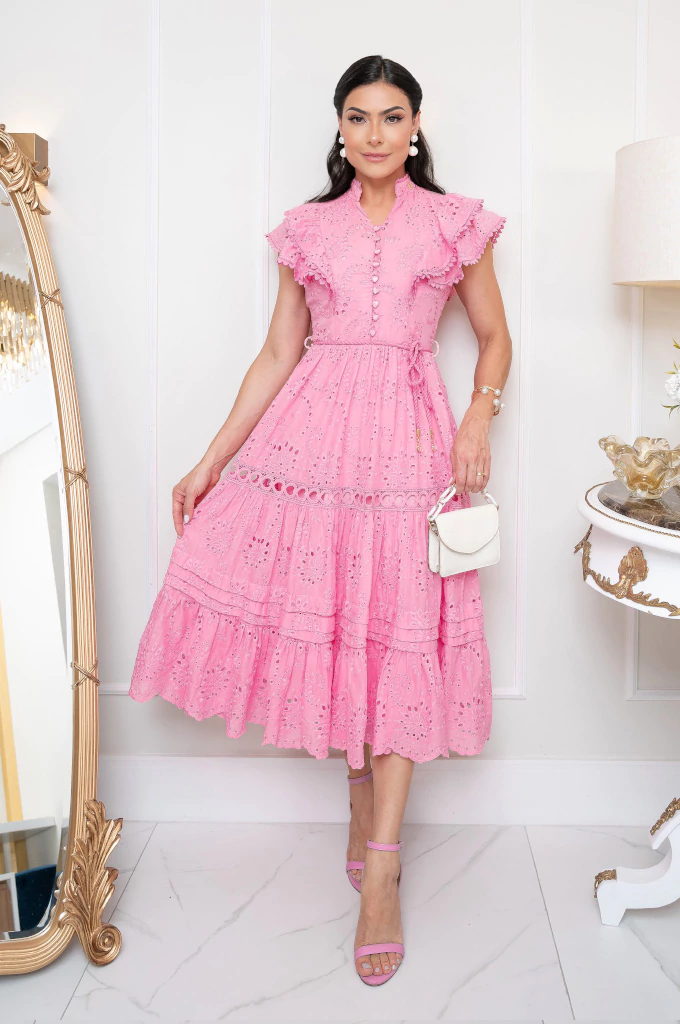 Vestido Midi Sarah Rosa