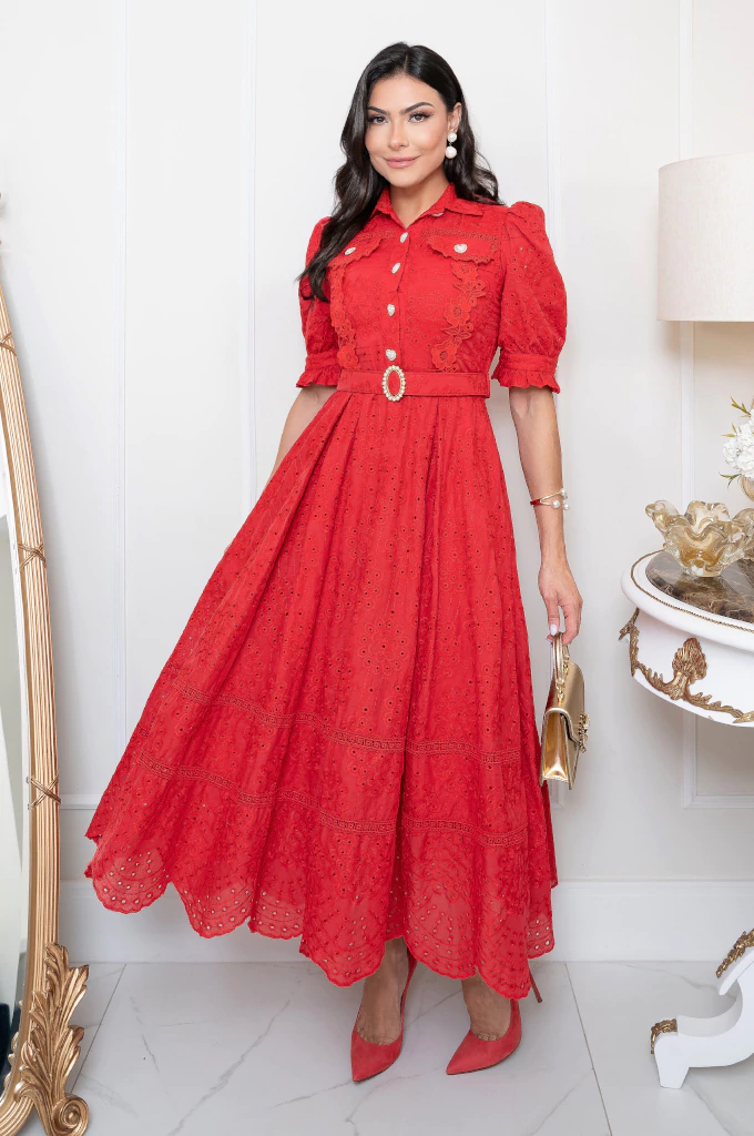 Vestido Midi Ariadne Vermelho