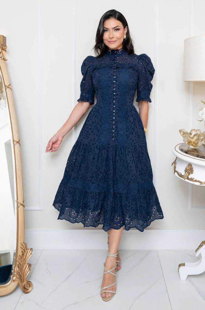 Vestido Midi Melina Azul Marinho