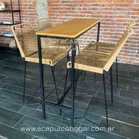 Barra Industrial + 4 banquetas Tulum