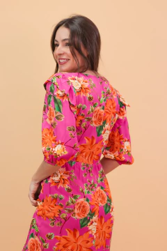 Vestido Yasmin - Est. Floral Rosa na internet