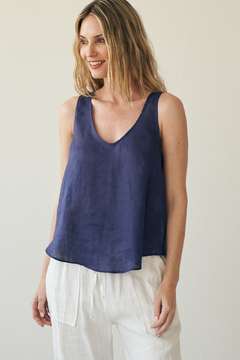 TOP MALAGA LINO AZUL