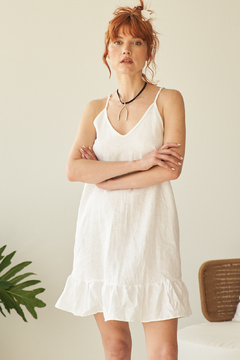 VESTIDO CELES LINO BLANCO - comprar online