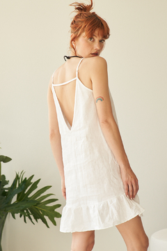 VESTIDO CELES LINO BLANCO - tienda online