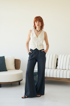 PANTALON CRETA LINO GRAFITO