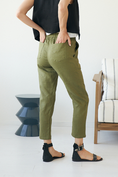 PANTALON BABUCHA FLORENCE LINO VERDE MILITAR - tienda online