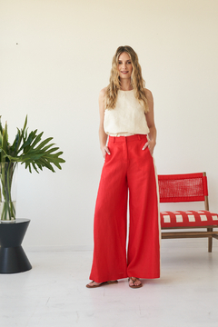 PANTALON CALIFORNIA LINO ROJO