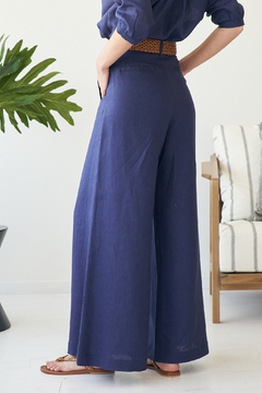 BLUSA PRAGA LINO AZUL - brenda shedden