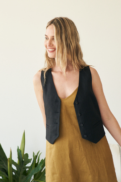 VESTIDO CELES LINO OLIVE - brenda shedden