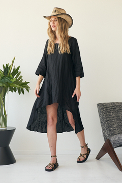 VESTIDO GREYS LINO NEGRO - tienda online