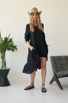 Imagen de VESTIDO GREYS LINO NEGRO