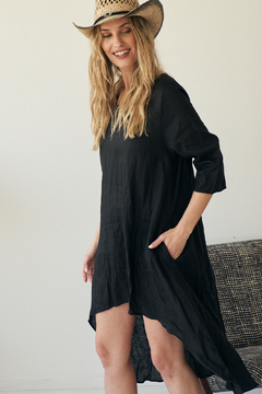 VESTIDO GREYS LINO NEGRO