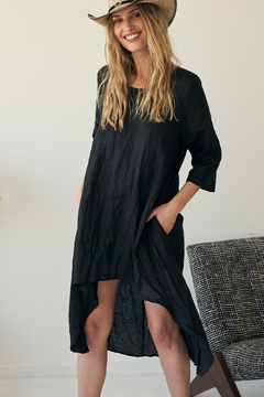VESTIDO GREYS LINO NEGRO - comprar online