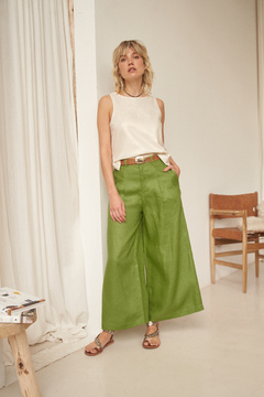 PANTALON PALMA LINO VERDE - brenda shedden