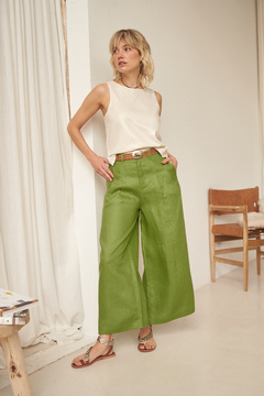 PANTALON PALMA LINO VERDE - tienda online