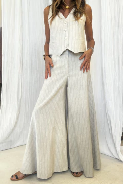 PANTALON POSITANO NEW LINO RAYADO PIEDRA en internet