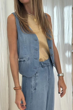 PANTALON PIPPA TENCEL AZUL en internet