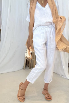 PANTALON BABUCHA FLORENCE LINO BLANCO - comprar online