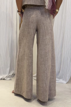 PANTALON MALIBU LINO ESPIGADO TOSTADO - brenda shedden