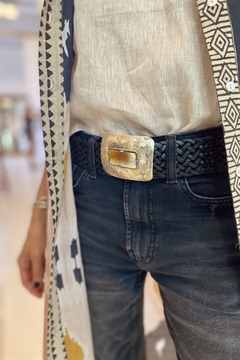CINTURON TANGER RECTANGULAR NEGRO - comprar online