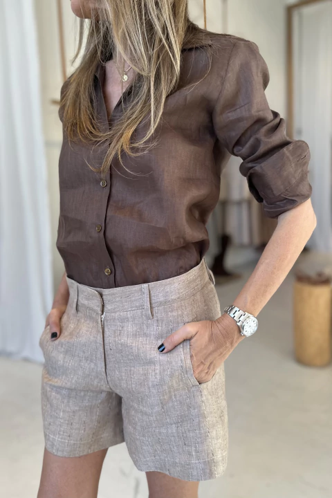 CAMISA CLASSIC LINO CHOCOLATE - comprar online