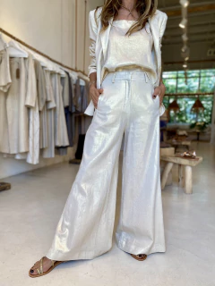 BLAZER EMILY LINO FOIL PLATINO - tienda online