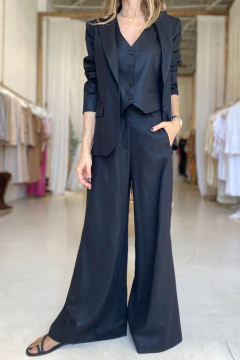 Imagen de BLAZER EMILY LINO FOIL NEGRO METALIZADO