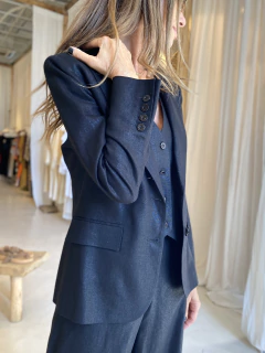 BLAZER EMILY LINO FOIL NEGRO METALIZADO - tienda online