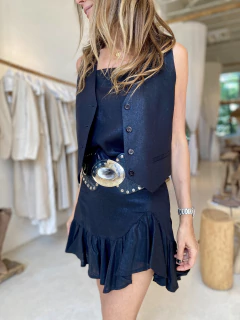 CHALECO SOPHIE LINO FOIL NEGRO METALIZADO - tienda online