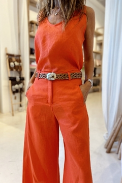 PANTALON MALIBU CORTO LINO CORAL - tienda online
