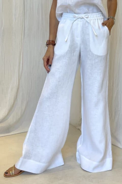 PANTALON CRETA NEW LINO BLANCO - comprar online