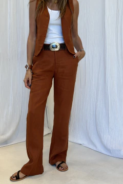 PANTALON DREW LINO TERRACOTA - comprar online