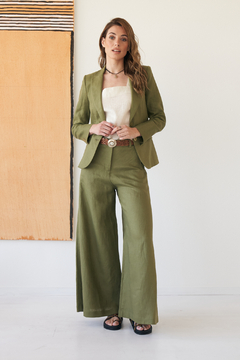 PANTALON MALIBU LARGO LINO VERDE MILITAR - brenda shedden