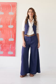 CHALECO SOPHIE LINO MARINO - comprar online