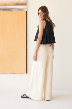 PANTALON MALIBU LARGO LINO OFF WHITE en internet