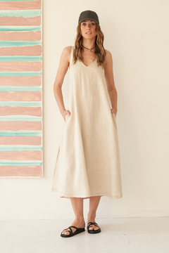 VESTIDO ANNA LINO PIEDRA - comprar online