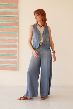 CHALECO PIPPA TENCEL AZUL