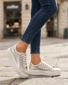 Zapatillas De Dama Bajas Art-100 PLATA