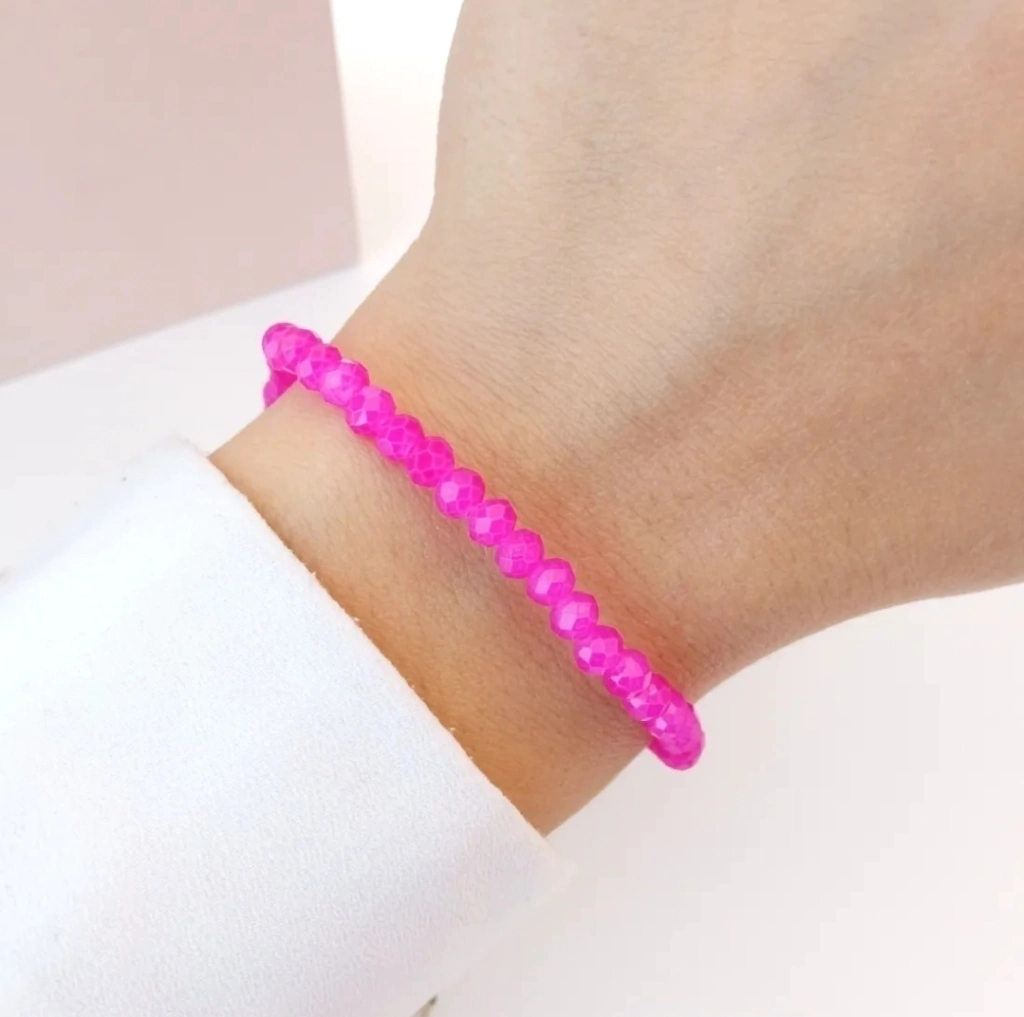 Pulsera plata y cristales elastizada
